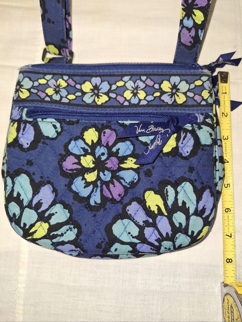 Vera Bradley Navy Quilted Floral Crossbody Indigo Pop Retired Coastal Grandma